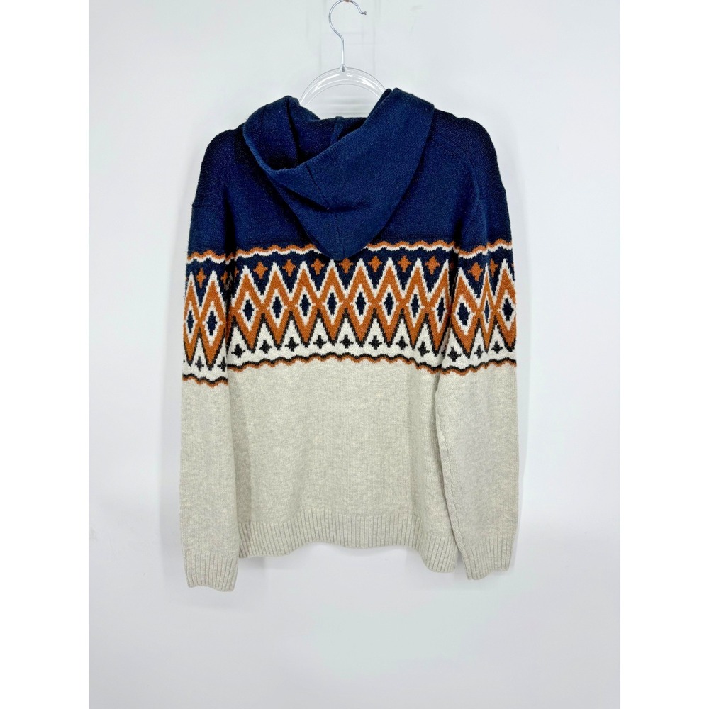 Old Navy Hooded Sweater Size Small Fair Isle Preppy Ivy League Cabincore Rustic - Picture 2 of 6